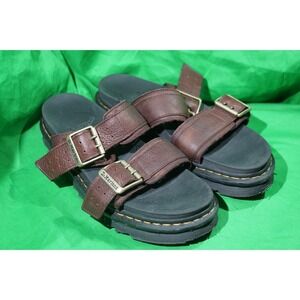 Dr. Martens Myles Black Athena Chunky Platform Sandals Brown Leather Mens US 12